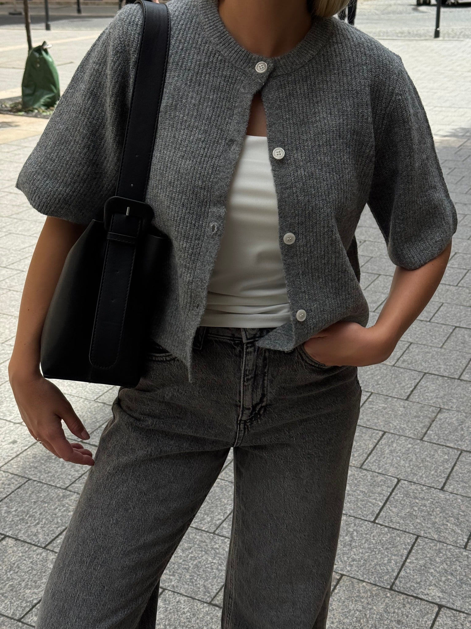PCSILLY Knit Cardigan - Medium Grey Melange
